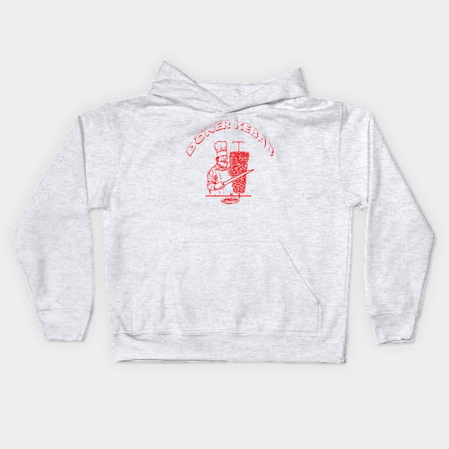 DONER KEBAB RED Kids Hoodie by CharlieCreator